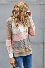 Casual Multicolor Beach Bonfire Knitted Hoodie - Femstylo