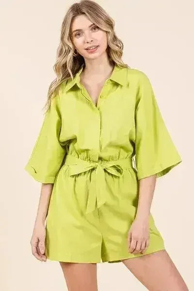 Mittoshop Tie Waist Half Sleeve Romper - Femstylo