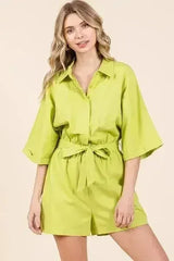 Mittoshop Tie Waist Half Sleeve Romper - Femstylo