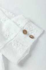 White Embroidered Floral Geometric Button Short Sleeve Top | Femstylo - Femstylo