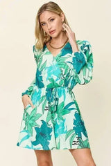 Floral Long Sleeve Romper with Pockets - S-3XL | Femstylo - Femstylo