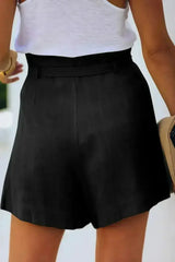 Tie Waist Casual Shorts with Pockets - Femstylo