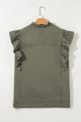 Green Bay Ruffle Plain Denim Jacket Vest