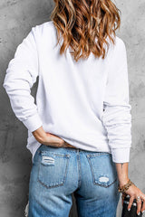 White Cute Merry Christmas Graphic Heat Transfer Printing Holiday Sweatshirt