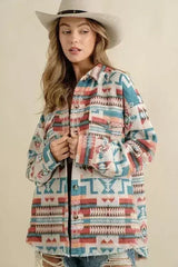 Frayed Aztec Western Shacket - Femstylo