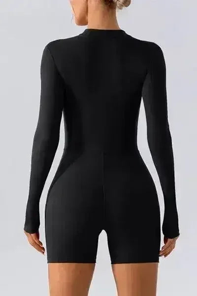 Half Zip Long Sleeve Active Romper - Femstylo