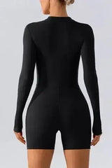 Half Zip Long Sleeve Active Romper - Femstylo
