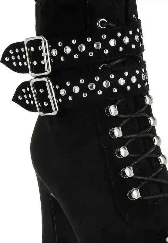 Punk Harness Boots - Studded High Heel Boots | Femstylo - Femstylo