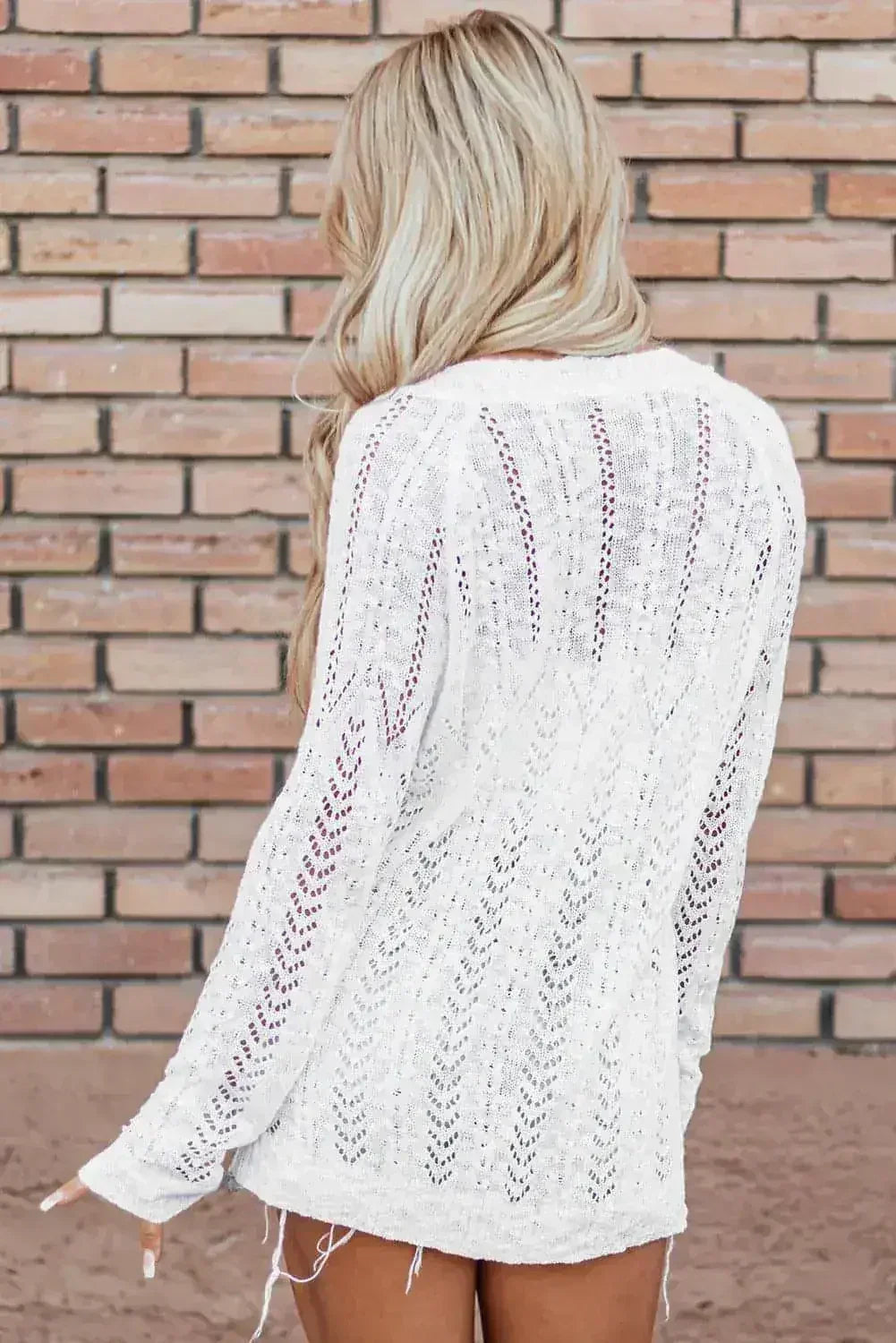 White Open Knit Cardigan - Lightweight & Machine Washable | Femstylo - Femstylo
