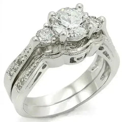 1W002 - Rhodium Brass Ring with AAA Grade CZ in Clear - Femstylo