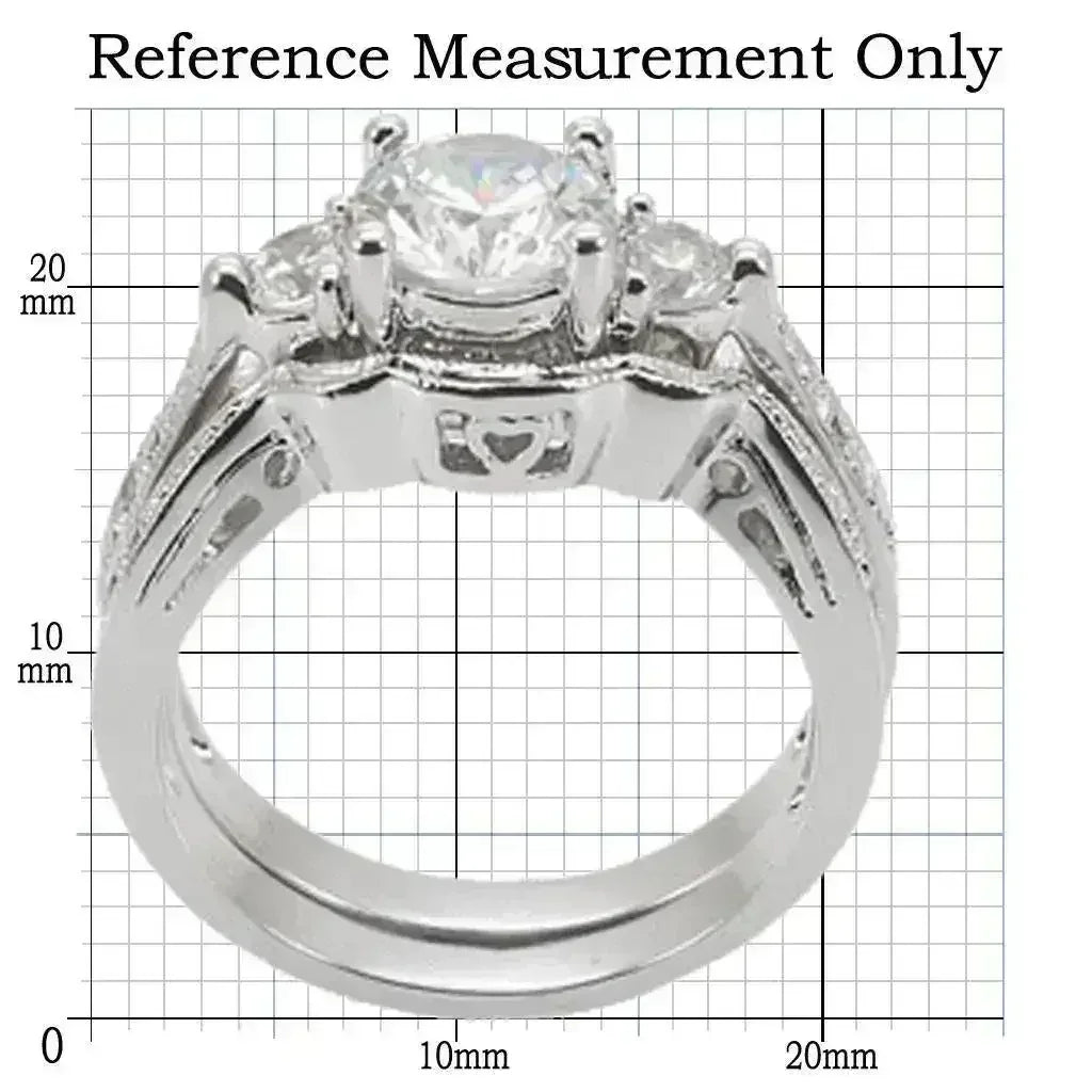 1W002 - Rhodium Brass Ring with AAA Grade CZ in Clear - Femstylo
