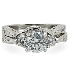 1W002 - Rhodium Brass Ring with AAA Grade CZ in Clear - Femstylo