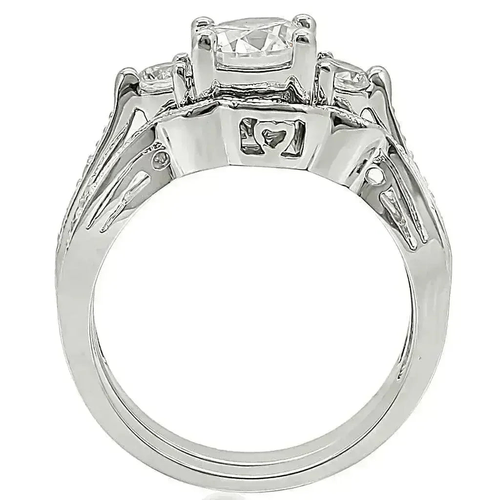 1W002 - Rhodium Brass Ring with AAA Grade CZ in Clear - Femstylo