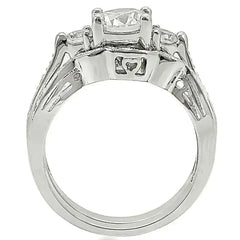 1W002 - Rhodium Brass Ring with AAA Grade CZ in Clear - Femstylo