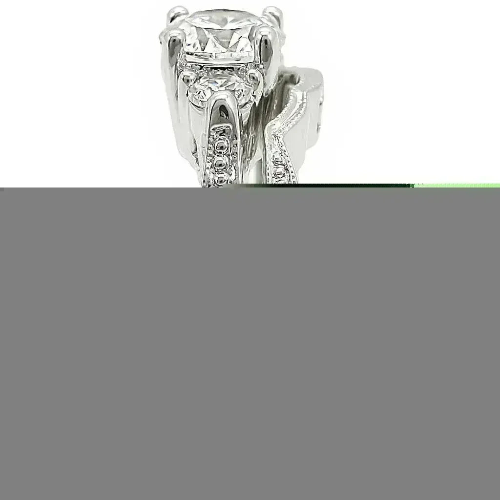 1W002 - Rhodium Brass Ring with AAA Grade CZ in Clear - Femstylo