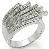 1W018 - Rhodium Brass Ring with AAA Grade CZ in Clear - Femstylo