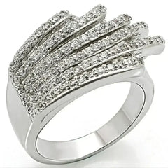 1W018 - Rhodium Brass Ring with AAA Grade CZ in Clear - Femstylo