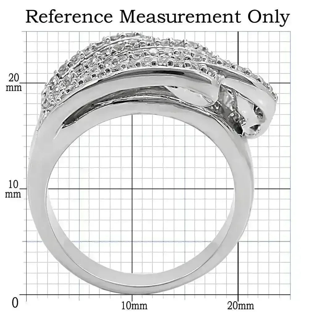 1W018 - Rhodium Brass Ring with AAA Grade CZ in Clear - Femstylo