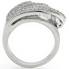 1W018 - Rhodium Brass Ring with AAA Grade CZ in Clear - Femstylo