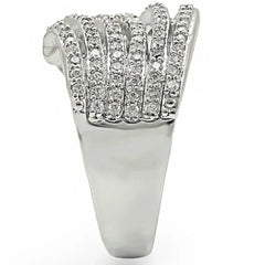 1W018 - Rhodium Brass Ring with AAA Grade CZ in Clear - Femstylo