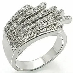 1W018 - Rhodium Brass Ring with AAA Grade CZ in Clear - Femstylo
