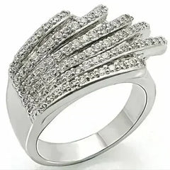 1W018 - Rhodium Brass Ring with AAA Grade CZ in Clear - Femstylo