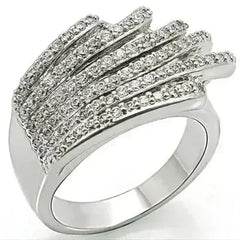 1W018 - Rhodium Brass Ring with AAA Grade CZ in Clear - Femstylo