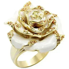 1W040 - Gold Brass Ring with AAA Grade CZ in Champagne - Femstylo