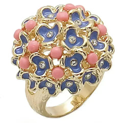 1W106 Gold Brass Ring with Semi-Precious in Rose - Femstylo