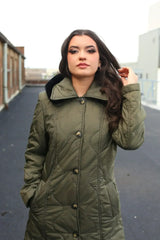 Quilted Single Breasted Longline Hooded Coat - Femstylo