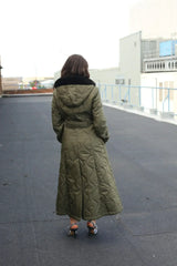 Quilted Single Breasted Longline Hooded Coat - Femstylo