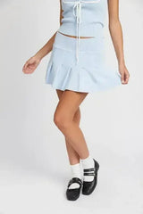 LOW WAIST PLEATED MINI SKIRT - Femstylo