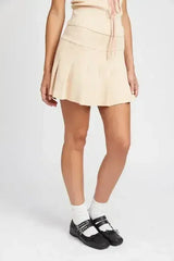 LOW WAIST PLEATED MINI SKIRT - Femstylo