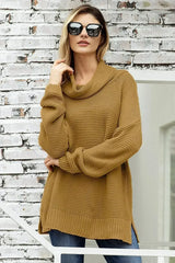 Fashion Khaki Cozy Long Sleeves Turtleneck Sweater - Femstylo