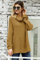 Fashion Khaki Cozy Long Sleeves Turtleneck Sweater - Femstylo