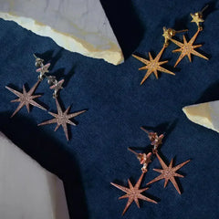 Petite Star Burst Drop Earrings Gold - Femstylo