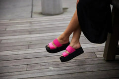 Women's Platform Sandal 2 Band Neon Pink - Femstylo