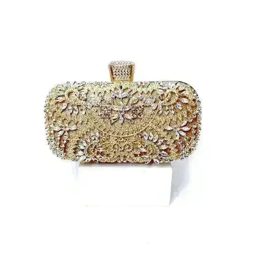 Floral Diamond Clutch Bag - Wedding & Party Minaudière | Femstylo - Femstylo