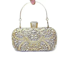 Floral Diamond Clutch Bag - Wedding & Party Minaudière | Femstylo - Femstylo