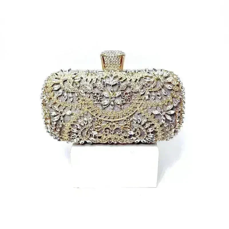 Floral Diamond Clutch Bag - Wedding & Party Minaudière | Femstylo - Femstylo