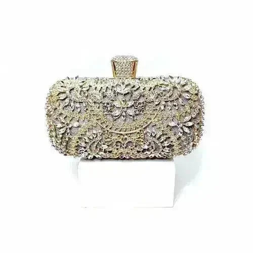 Floral Diamond Clutch Bag - Wedding & Party Minaudière | Femstylo - Femstylo