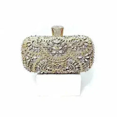 Floral Diamond Clutch Bag - Wedding & Party Minaudière | Femstylo - Femstylo
