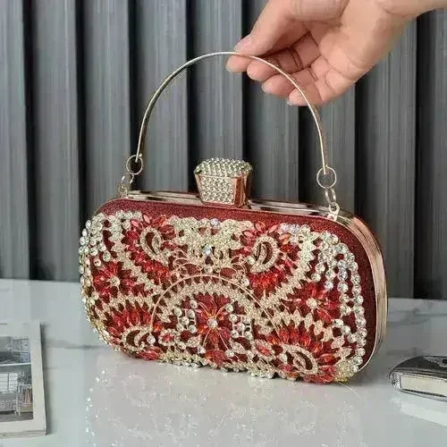 Floral Diamond Clutch Bag - Wedding & Party Minaudière | Femstylo - Femstylo