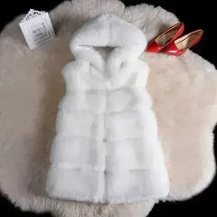 2022 Winter Sleeveless Artificial Fox Fur Coat Gilet Faux Fur Jacket - Femstylo