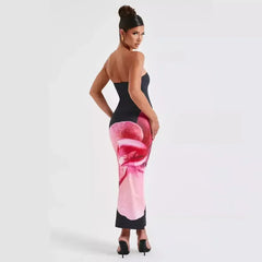 25 Edition – Backless Floral Draped Tube Maxi Dress (NICHE) - Femstylo