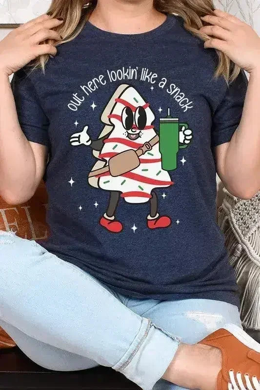 Christmas Cookie Graphic T-Shirt - "Lookin' Like a Snack" | Femstylo - Femstylo