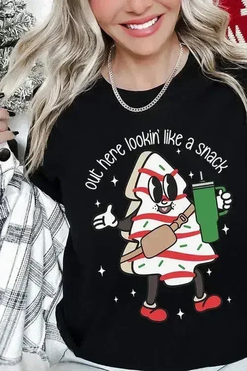 Christmas Cookie Graphic T-Shirt - "Lookin' Like a Snack" | Femstylo - Femstylo