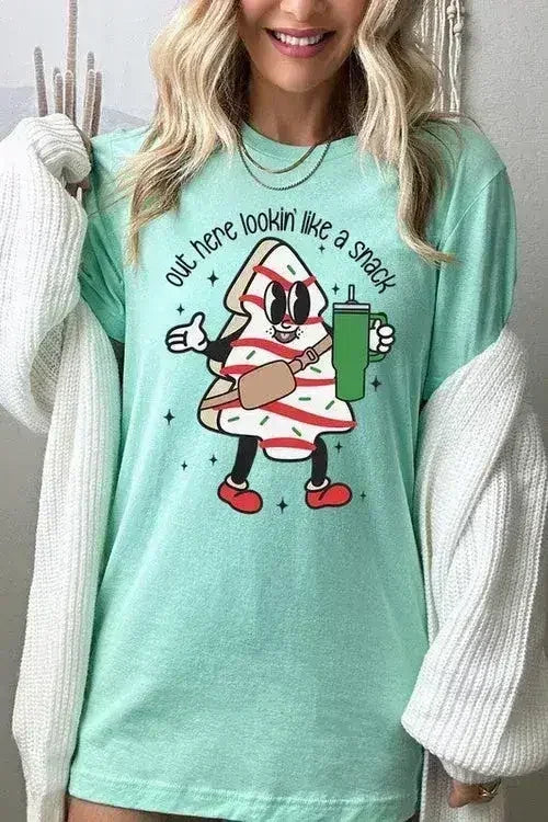 Christmas Cookie Graphic T-Shirt - "Lookin' Like a Snack" | Femstylo - Femstylo