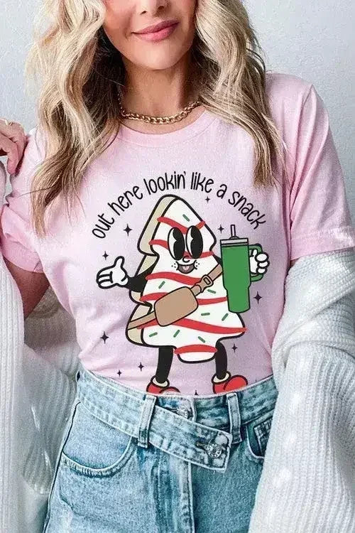 Christmas Cookie Graphic T-Shirt - "Lookin' Like a Snack" | Femstylo - Femstylo