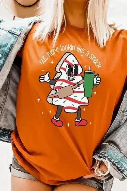 Christmas Cookie Graphic T-Shirt - "Lookin' Like a Snack" | Femstylo - Femstylo
